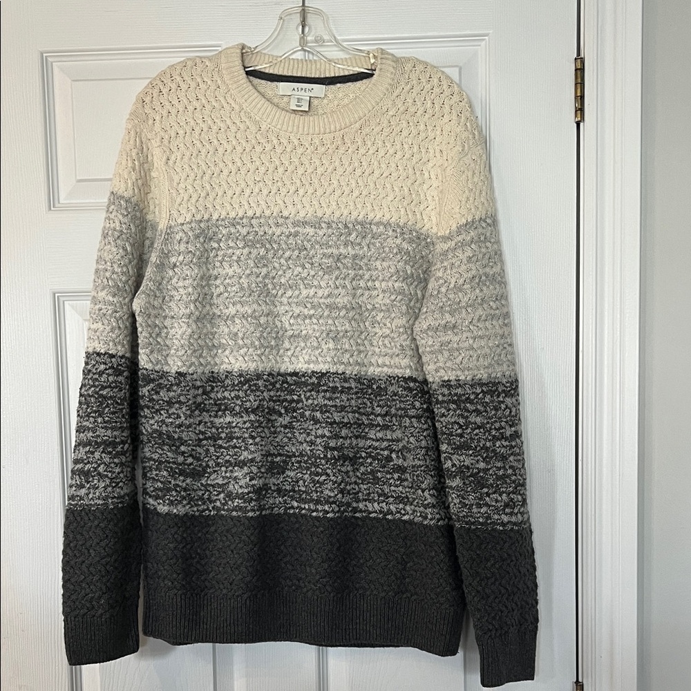 Aspen Women's Cream and Gray Crewneck Sweater